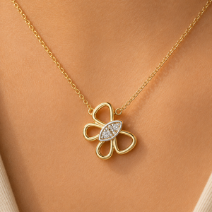 Pendentif papillon en or massif 14K 18K avec diamant de laboratoire taille ronde 0,18 CT DEF VVS, collier de mariage, fabricant en gros - Product Image 1