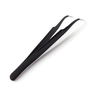 Pince à cils professionnelle semi-courbée à pointe noire en acrylique, légère, design blanc scintillant, couleur et logo personnalisables - Product Image 2