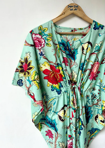 Robe kaftan décontractée d'été en coton sans manches à imprimé floral numérique Naaz Textile pour femmes, idéale pour la plage, Asie et îles du Pacifique - Product Image 2