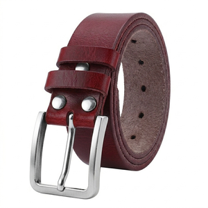 Cinturón de Cuero Vacuno Casual para Hombre, Estilo Retro, Acabado Lavado a Mano, Hebilla de Aleación, Diseño Trenzado Sólido - Product Image 2