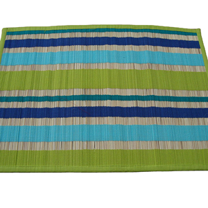 Striped Woven Grass <b>Table</b> <b>Mat</b> in Green and Blue Shades BAMBOO DESIGNER dining <b>table</b> <b>mats</b> and runners 4 seater - Product Image 1