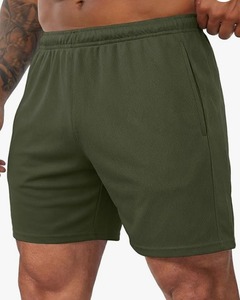 Shorts en coton bleu clair pour homme, taille mi-haute, élastique, respirant, décontracté, sport, avec poches - Product Image 4