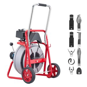 Macchina Portatile per la Pulizia degli Scarichi con Spirale Autoalimentata da 8 Piedi Cubi, Ruote e Cavo da 100 Piedi x 1/2 Pollice - Product Image 1