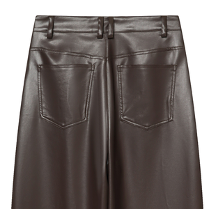 <b>Faux</b> <b>Leather</b> Pants Custom Slim Fit Baggy Wide Leg Elastic Waist Anti-Wrinkle High Waist Fashion <b>Trousers</b> Streetwear Bottoms ODM - Product Image 5