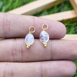 <b>Moonstone</b> Smooth Tumble Charm 8 to 10mm Natural Gemstone <b>Pendant</b> Dainty Jewelry Supply Gift For Her - Product Image 3