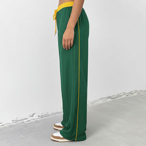 Pantalones deportivos de cintura alta 100% nailon para mujer, diseño recto con ribetes, precio mayorista asequible - Product Image 5