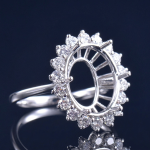 New Arrival High Quality 18K Gold Plated 925 Sterling Silver Oval <b>Blank</b> Prong Semi-Mount Stone Setting DIY Eco-Friendly Jewelry - Product Image 1