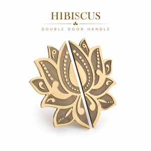 Luxury Matt Eco-Friendly Durable Traditional Antique Brass Hibiscus Shape Double <b>Door</b> <b>Handle</b> Easy Installation for Main Entrance - Product Image 1