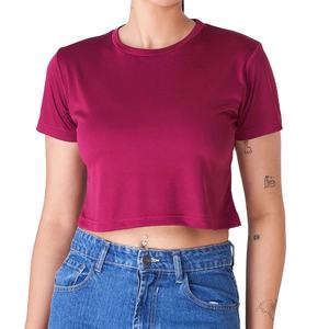 Affordable <b>Low</b> Price Women's Crop Top Tee Crew Neck Solid Color Casual Summer 100% Cotton Workout Regular Fit Cropped Shirts - Product Image 6
