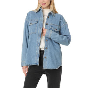 เสื้อเชิ้ตเดนิมผู้หญิงผ้าฝ้ายเนื้อนุ่ม มีกระเป๋าหน้าอก ทรงคลาสสิกเพื่อความสบายในการแต่งตัวประจำวัน น้ำหนักเบา ทันสมัย - Product Image 6