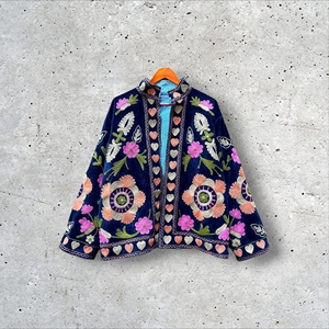 Veste matelassée pour femme en velours floral respirant, broderie Suzani, tricotée à la main, doublure en coton - Idéale pour le printemps, l'automne et l'hiver - Cadeau - Product Image 5