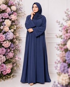 Abaya florale de luxe bleu marine, Abaya ouverte, mode minimaliste et modeste, robe musulmane fluide et douce, vêtements islamiques pour femmes - Product Image 5