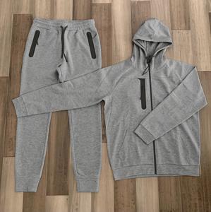 Ensemble de survêtement court en molleton imprimé respirant pour sports d'hiver, 100 % coton, deux pièces, coupe ajustée, pour homme - Product Image 4