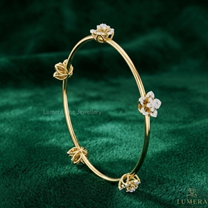 Luxury Floral Diamond <b>Bangle</b> <b>Bracelet</b> for Women 9KT 10KT 14KT 18KT Yellow Gold | IGI Certified Fine Jewelry LUMERA FINE - Product Image 4