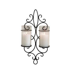 Juego de 2 apliques de pared de hierro de alta calidad, elegantes portavelas colgantes de metal negro para velas, decoración para el hogar, adorno para la sala de estar - Product Image 5
