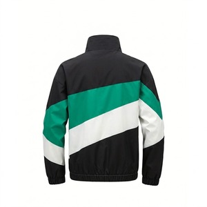 Chaqueta cortavientos con bloques de color para hombre, negra, verde y blanca, ligera, con cremallera completa, cuello alto y puños elásticos - Product Image 5
