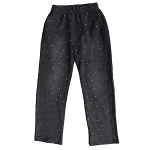 Pantalon Harem Noir pour Homme en Coton Polaire à Motifs, Taille Élastique avec Cordon, Style Décontracté Hip Hop, Joggers Imperméables Anti-UV pour l'Hiver - Product Image 1