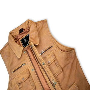 Men's <b>Leather</b> Vest Wholesale Adults Custom OEM ODM <b>Sleeveless</b> Motorcycle <b>Jacket</b> Biker Vintage Premium Outerwear - Product Image 5