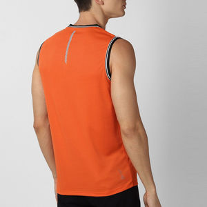 Hot Selling Gym Workout Shirts Men's Orange Sleeveless Tank Top O-Neck Solid Color Breathable Knitted Casual Wear - Product Image 6