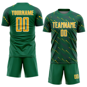 ชุดเสื้อฟุตบอลแบบกำหนดเอง ชุดยูนิฟอร์มฟุตบอลสำหรับทุกเพศ สีเขียวเหลือง เสื้อฟุตบอลแบบซับลิเมชั่น เสื้อฟุตบอลแขนสั้น mo - Product Image 1