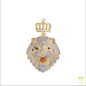 จี้รูปสิงโตมงกุฎประดับเพชรโมอิสซาไนต์ VVS เงินแท้ 925 สไตล์ฮิปฮอป - Product Image 6