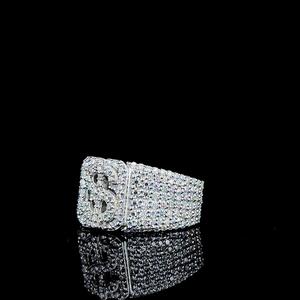 Anillo de compromiso y boda personalizado con diamante VVS con certificado IGI, diseño de signo de dólar, estilo hip-hop, engaste de plata de ley 925 - Product Image 2