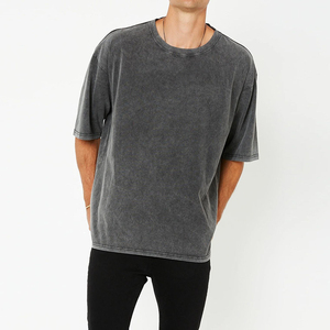 220 Grams Mens Black Polyester Knitted Silk Screen Printed Front Logo Basic T-Shirt Oversized Neck Short Sleeve Loose Fit Casual - Product Image 6