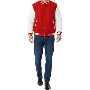 เสื้อแจ็คเก็ตวาร์ซิตี้คุณภาพสูงสำหรับผู้ชาย ปักโลโก้ตามสั่ง แขนหนังผสมขนสัตว์  แจ็คเก็ตเบสบอลแบบ Letterman สำหรับวิทยาลัย  ผู้จำหน่าย - Product Image 5