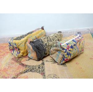Kantha Quilted Eco-Friendly Waterproof Vintage Multi-Function Cosmetic Organizer Makeup Pouches Durable Zipper Tassel Cotton - Product Image 3