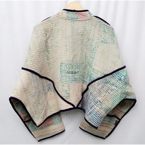 Chaqueta Kantha Hecha a Mano 100% Algodón para Mujer, Multicolor, Estilo Étnico, Bordado, Cierre Abierto, Vintage, Reversible, Ecológica - Product Image 3