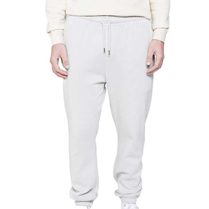 <b>Men's</b> <b>White</b> Cotton Sweatpants Elastic Waist Drawstring Casual Joggers Autumn Wear Side Pockets Breathable Midweight Knitted - Product Image 4
