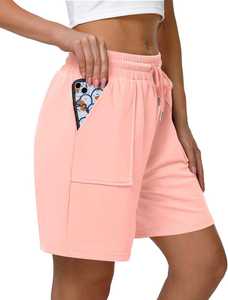 Shorts pour femmes à prix de gros, taille haute, en coton, brodés sur mesure - Product Image 2