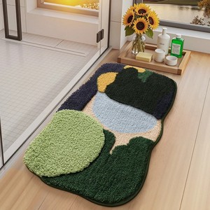 Abstract Pattern Cotton Bath Mat Novelty Shape Non-Slip Rubber Backing <b>Thick</b> Tufted Floor <b>Rug</b> for Home Use - Product Image 6