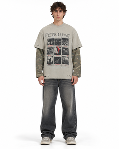 T-shirt à manches longues pour homme, camouflage vieilli, superposé, coupe oversize, 100% coton, imprimé, style streetwear - Product Image 4
