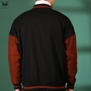 Winter Warm Fleece Varsity Jacket Custom Sweatshirt Fabric Snap Button Casual Cheap Blank Sports Bomber Jackets - Product Image 3