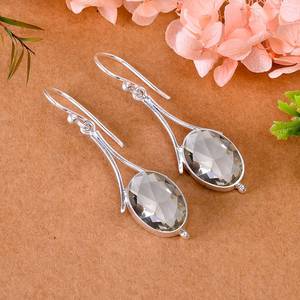 Pendientes de Cuarzo Ahumado, Plata de Ley 925, Chapados en Oro, Elegantes y Bonitos, Hechos a Mano, con Piedras Preciosas, Regalo para Mujer, para Fiestas - Product Image 4