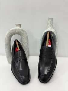 Chaussures habillées pour hommes à lacets, plateforme, double boucle, bout carré, en cuir véritable, semelle en caoutchouc TPR - Product Image 3