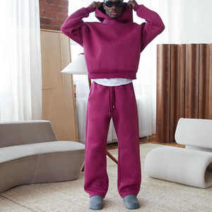 Ensemble Survêtement d'Hiver Surdimensionné Unisexe 100% Coton Polaire Lourd Pantalon de Survêtement Sweat à Capuche Respirant Style Imprimé Décontracté pour Hommes - Product Image 2