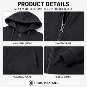Sudadera con capucha y cremallera completa para hombre, de manga larga, ajuste cómodo, estilo casual, con capucha con cordón y bolsillos. - Product Image 2