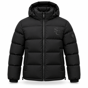 Veste matelassée unisexe surdimensionnée entièrement noire, écologique, imperméable, à capuche, pour l'hiver, vente en gros, vêtements OEM - Product Image 1