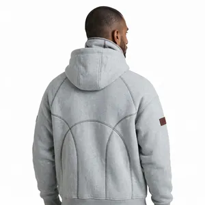 Hoodie Streetwear Cropped Boxy Personnalisé avec Zip YKK, Panneaux en Polaire et Masque Ninja Intégré - Product Image 4