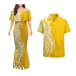 Robe de soirée sirène en mousseline Aloha Wear pour femme, style polynésien et samoan Puletasi, taille naturelle, écologique, décontractée hawaïenne - Product Image 1