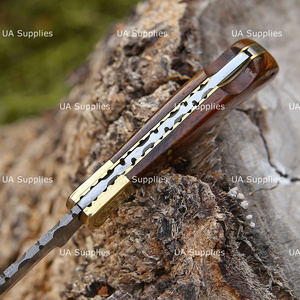 UA Supplies High End Industrial Grade Engraved Eagle Brass Accents Rosewood Handle OEM Damascus Steel Folding <b>Knife</b> <b>Knife</b> - Product Image 4