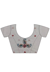 Sari en soie mélangée noir à imprimé numérique pour femme KV, avec chemisier non cousu, réversible et infroissable, idéal pour les occasions de mariage - Product Image 5