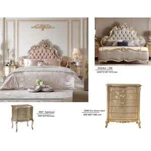 Elegant Palace French <b>Antique</b> Style Solid Mahogany Wood King Size Bedroom Set with Nightstands for Apartment & Hotel Use - Product Image 6