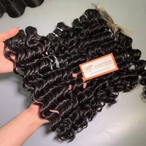 Grado 12A Extensiones de cabello de trama negra ondulada profunda 100% Paquetes de cabello crudo vietnamita Tejido Precio al por mayor - Product Image 5