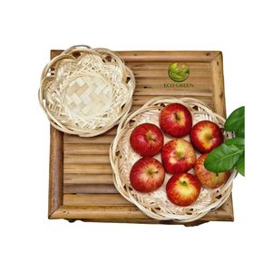 Rustic Round Bamboo Tray Handmade Lotus Pattern Bamboo <b>Basket</b> for Tea Serving Home Decor and <b>Table</b> Display - Product Image 5