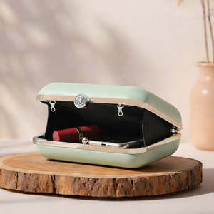 Bolso de Mano Tipo Clutch con Estampado de Loto Verde Pastel, Diseño Étnico, para Fiestas, para Mujer - Product Image 2