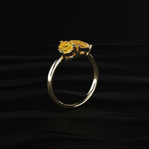 Anillo moderno de moissanita amarilla de 2.30 quilates con corte radiante en forma de pera, oro amarillo de 14 quilates, anillo de compromiso de lujo hecho a mano en India, regalo para ella. - Product Image 6