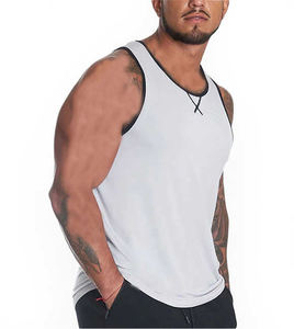 High Quality Knitted Plus Size Casual Breathable Quick Dry Solid <b>Stringer</b> Tank Top for Men with Body Building Design - Product Image 5